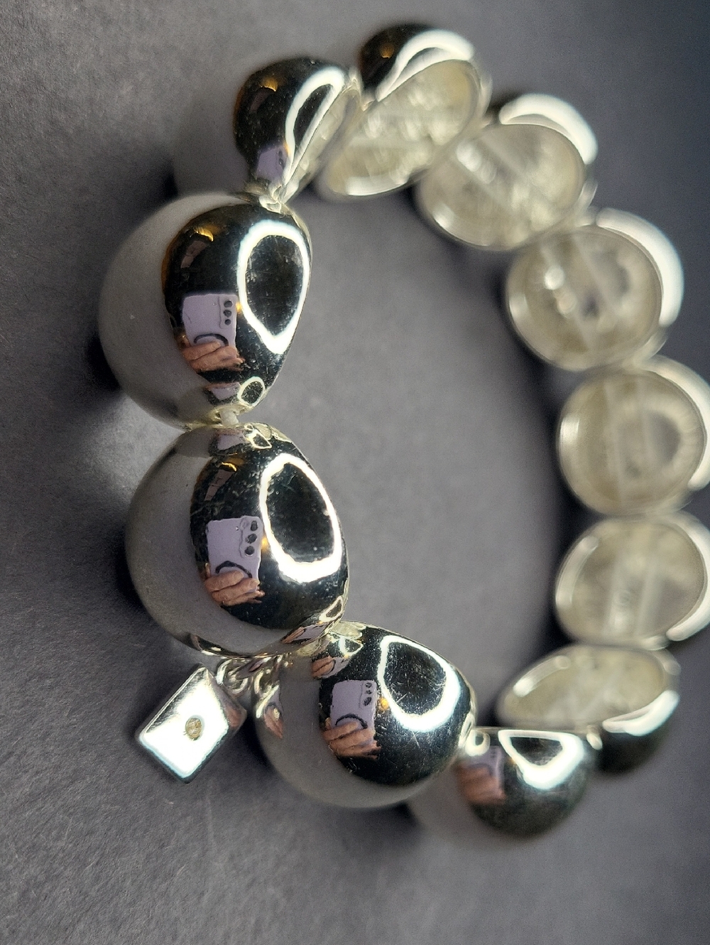 Cato Shiny Silver Beaded Bracelet